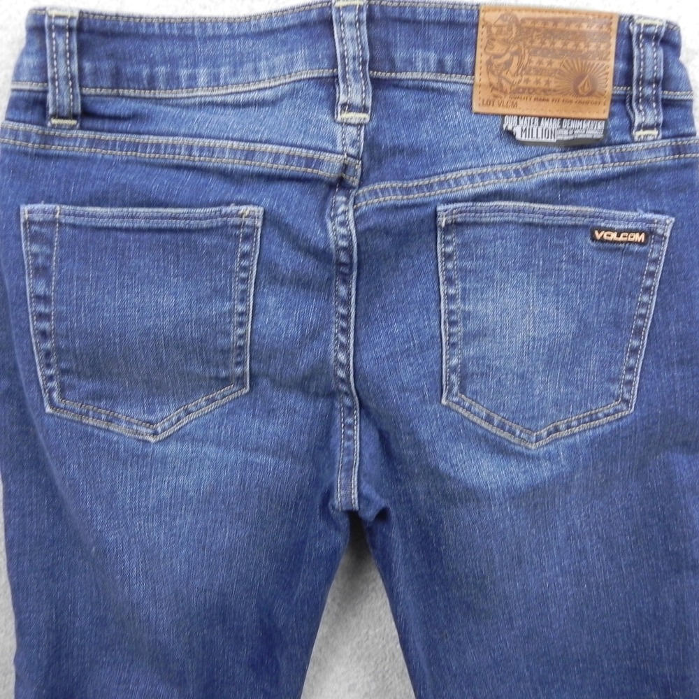 Volcom Vorta Slim Straight Jeans Boys 25 10Y Dark Wash Denim Stretch Pants - Picture 12 of 15